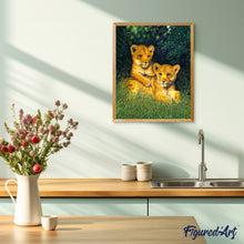 Charger l'image dans la galerie, Peinture par numéros Lionceaux | Figured'Art complexe nouveautés animaux lions