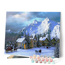 Charger l'image dans la galerie, Peinture par numéros Noël dans les Alpes | Figured'Art intermédiaire nouveautés paysages montagnes