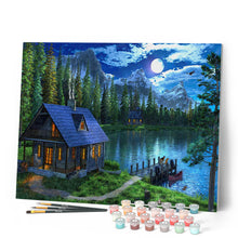 Charger l'image dans la galerie, Peinture par numéros Lac nocturne | Figured'Art intermédiaire nouveautés paysages forêt