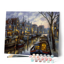 Charger l'image dans la galerie, Peinture par numéros Vie sur le canal | Figured'Art complexe nouveautés ville paysages bateaux