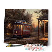 Charger l'image dans la galerie, Peinture par numéros Gare de tramway | Figured'Art intermédiaire nouveautés ville paysages