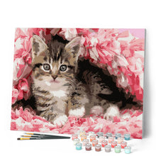 Charger l'image dans la galerie, Peinture par numéros Chaton enrobé | Figured'Art intermédiaire nouveautés animaux chats fleurs