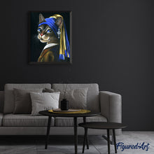 Charger l'image dans la galerie, Peinture par numéros La jeune minette à la perle | Figured'Art intermédiaire nouveautés animaux chats reproduction