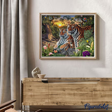 Charger l'image dans la galerie, Peinture par numéros Famille de Tigre | Figured'Art complexe nouveautés animaux paysages tigres forêt
