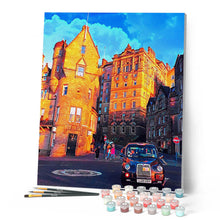 Charger l'image dans la galerie, Peinture par numéros Rue Edinburgh | Figured'Art intermédiaire nouveautés ville paysages voitures et motos