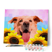 Charger l'image dans la galerie, Peinture par numéros Chien Polygon Art | Figured'Art facile nouveautés animaux chiens fleurs