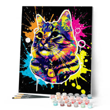 Charger l'image dans la galerie, Peinture par numéros Chat Splash Pop Art | Figured'Art intermédiaire nouveautés animaux chats