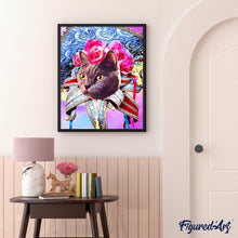 Charger l'image dans la galerie, Peinture par numéros Chat Mardigras | Figured'Art intermédiaire nouveautés animaux chats fleurs