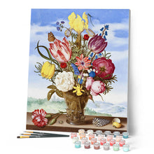 Charger l'image dans la galerie, Peinture par numéros Bouquet de Fleurs Ambrosius Bosschaert Figured'Art fleurs nouveautés reproduction intermédiaire