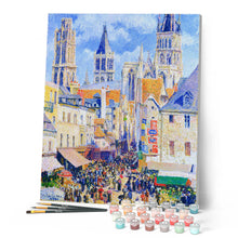 Charger l'image dans la galerie, Peinture par numéros Rue de l'Épicerie Rouen Camille Pissarro Figured'Art nouveautés reproduction ville complexe
