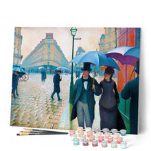 Charger l'image dans la galerie, Peinture par numéros Rue de Paris temps de pluie Gustave Caillebotte Figured'Art nouveautés reproduction ville facile
