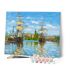 Charger l'image dans la galerie, Peinture par numéros Bateaux Navigant sur la Seine à Rouen Monet Figured'Art bateaux nouveautés paysages reproduction complexe