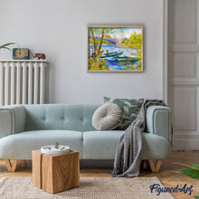 Charger l'image dans la galerie, Peinture par numéros La pêche au Printemps Pont de Clichy Van Gogh Figured'Art bateaux nouveautés paysages reproduction complexe