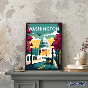Broderie Diamant - Affiche Poster Washington