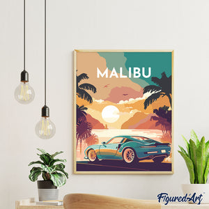 Broderie Diamant - Affiche Poster Malibu