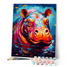 Charger l'image dans la galerie, Hippopotame Coloré Abstrait