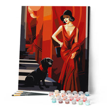 Charger l'image dans la galerie, Femme et son Chien Art Déco