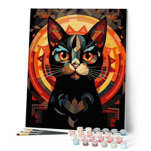 Peinture Par Numéros Chat Noir – Jardin, Paysage – 40×50 Cm – Kit Complet – TISHIRON – Débutant