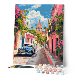 Peinture Par Numéros Pour Adultes - Voitures De Sport & Paysage Urbain - Kit 40x50 Cm Sans Cadre