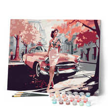 Charger l'image dans la galerie, Femme et voiture classique rose