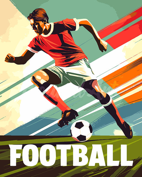 Kit Peinture Par Numéros Football - 40x50cm - Toile Et Peinture Acrylique - Pour Enfants Et Adultes
