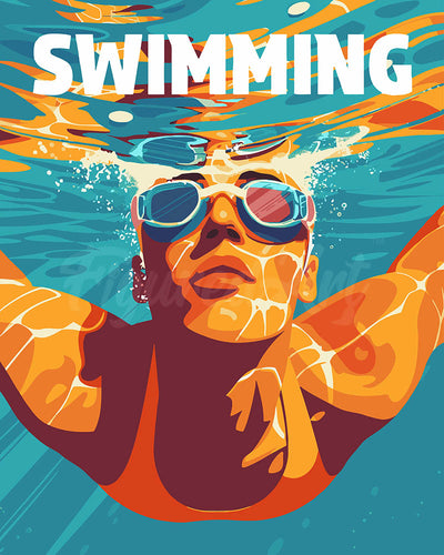 Peinture par numéros Figured'Art Affiche sportive Natation