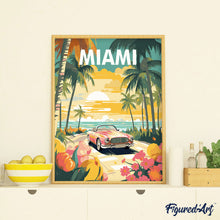 Charger l&#39;image dans la galerie, Affiche de voyage Miami au coucher du soleil