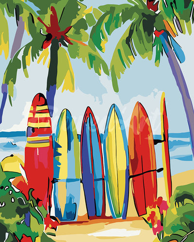 Peinture par numéros Figured'Art Planche de surf colorées