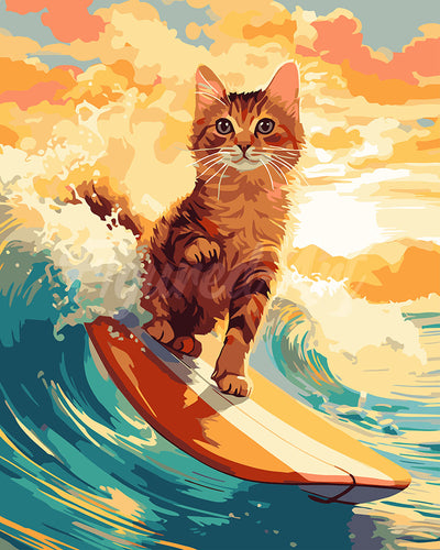 Peinture par numéros Figured'Art Chat surfeur