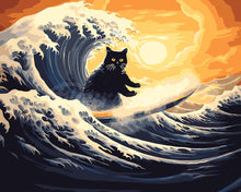 Charger l&#39;image dans la galerie, Peinture par numéros Figured&#39;Art La Grande Vague du Chat Noir