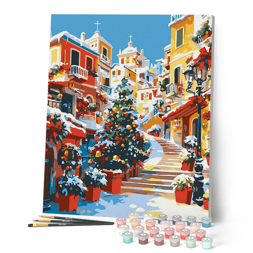Maison De Noël Vintage En Plâtre Peint - 6,5 Pouces - Village Victorien Bleu