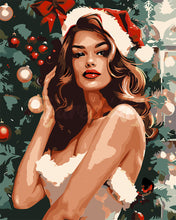 Charger l&#39;image dans la galerie, Peinture par numéros Figured&#39;Art Fille Glamour de Noël