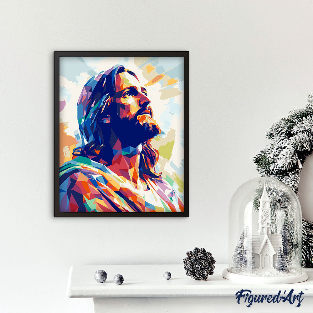 Peinture Par Numéros Adulte TISHIRON - Jésus Chrétien, Paysage Lunaire, Mer - Kit DIY 40x50cm Encadré