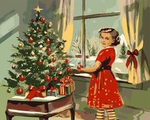 Charger l&#39;image dans la galerie, Peinture par numéros Figured&#39;Art Petite Fille Vintage de Noël