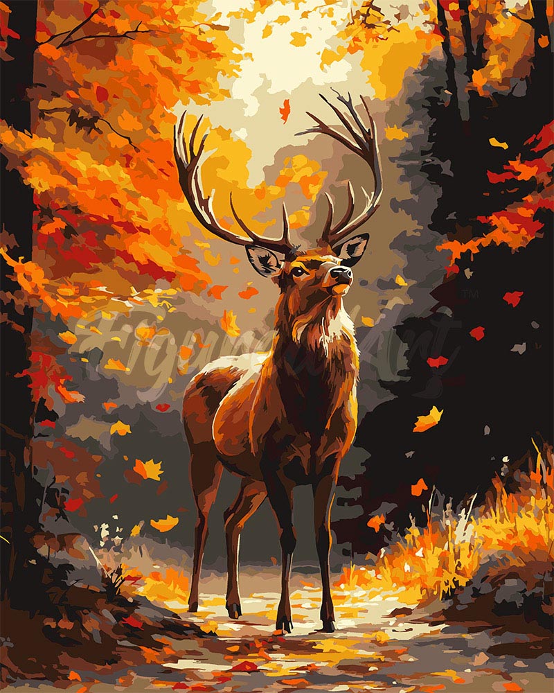 Islandburner Tableau Sur Toile Cerf Mystérieux Forêt Enchantée Mandala - 100x57 Cm Décoration Murale