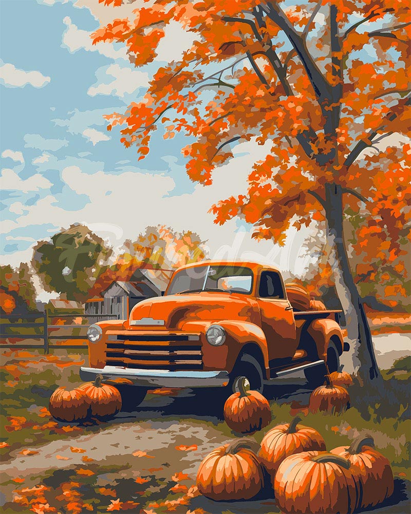 Peinture par numéros Figured'Art Camion vintage en Automne