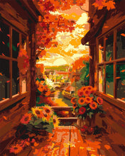 Charger l&#39;image dans la galerie, Peinture par numéros Figured&#39;Art Vue de balcon en Automne