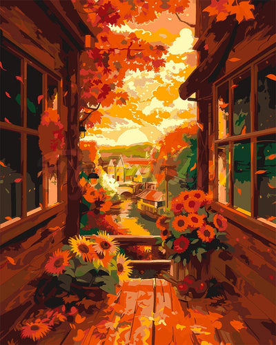 Peinture par numéros Figured'Art Vue de balcon en Automne