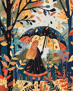 Peinture par numéros Figured'Art Femme et parapluie en Automne