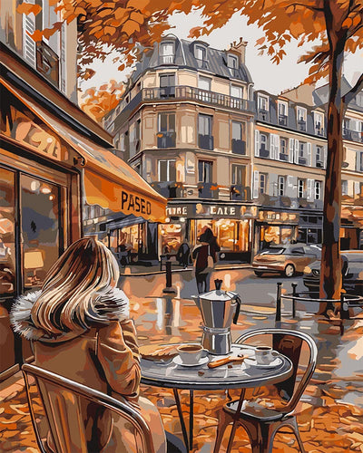 Peinture par numéros Figured'Art Pause café en Automne