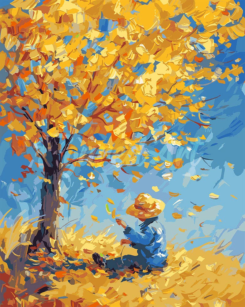 Peinture par numéros Figured'Art Garçon en Automne inspiré de Van Gogh