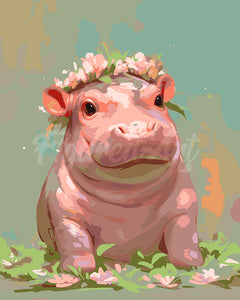 Peinture par numéros Figured'Art Bébé Fille Hippopotame
