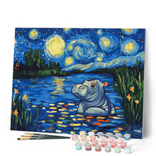 Charger l'image dans la galerie, Hippopotame dans la Nuit Étoilée