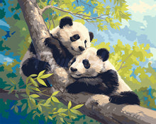 Charger l&#39;image dans la galerie, Peinture par numéros Figured&#39;Art Pandas sur une Branche