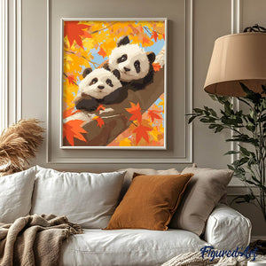 Bébés Pandas en Automne