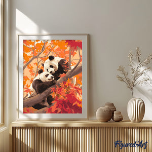 Jumeaux Pandas en Automne