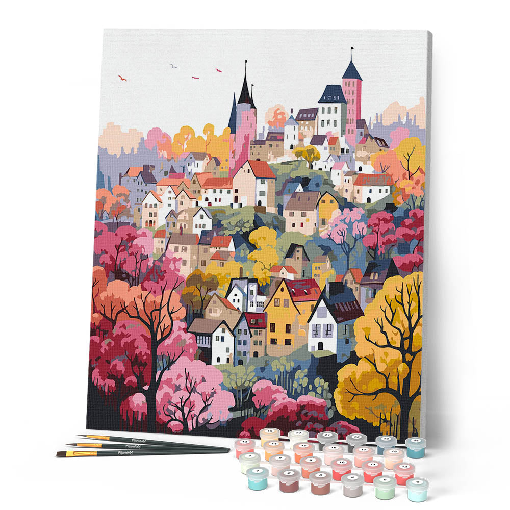 Figured'Art Peinture par Numéro Adulte avec cadre Arbre rose et Nuages - Kit DIY Numéro d'Art - 40x50cm toile tendue sur châssis - Beaux-Arts et Loisirs créatifs Figured'Art Peinture par Numéro Adulte avec cadre Arbre rose et Nuages - Kit DIY Numéro d'Art - 40x50cm toile tendue sur châssis - Beaux-Arts et Loisirs créatifs