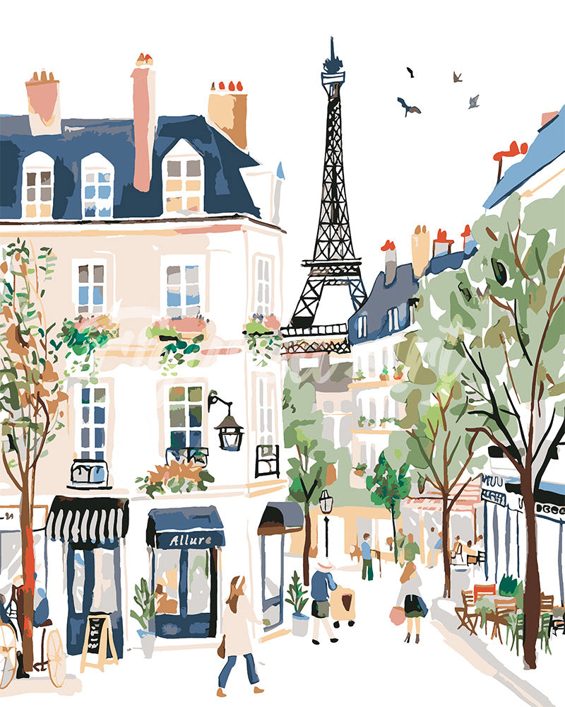 Peinture par numéros Figured'Art Aquarelle Rue de Paris