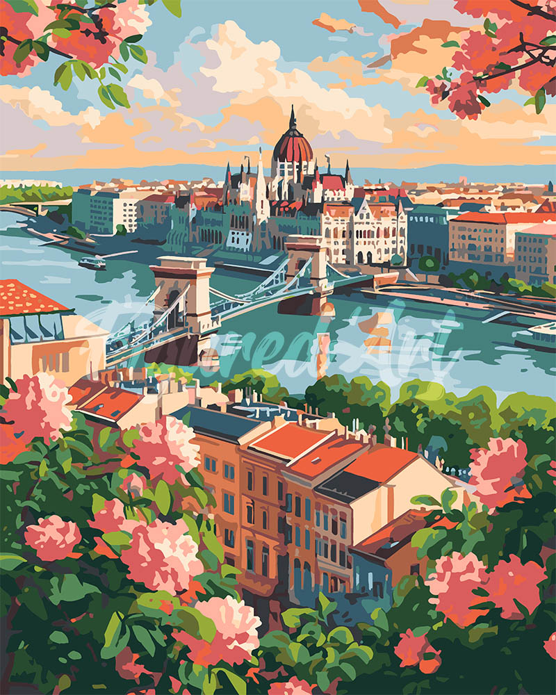 Peinture par numéros Figured'Art Budapest en fleurs