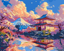 Charger l&#39;image dans la galerie, Peinture par numéros Figured&#39;Art Vue du Temple avec le Mont Fuji